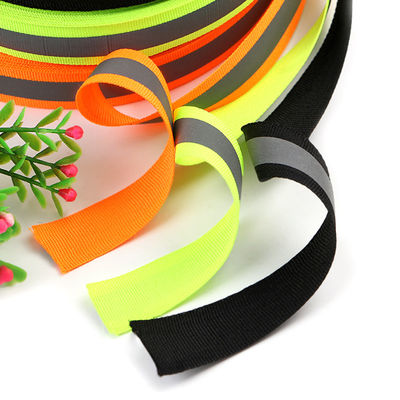 Pp Polyester เทปสะท้อนแสงสีสันสดใส Roadway Woven Ribbon Warning