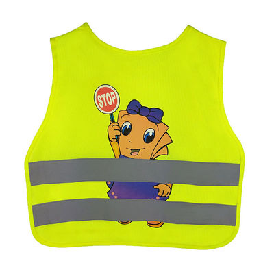 เด็กเสื้อกั๊กสะท้อนแสงขี่จักรยาน Hi Vis แจ็คเก็ตเสื้อกั๊กการ์ตูนเด็กโรงเรียนสวมระบายอากาศ