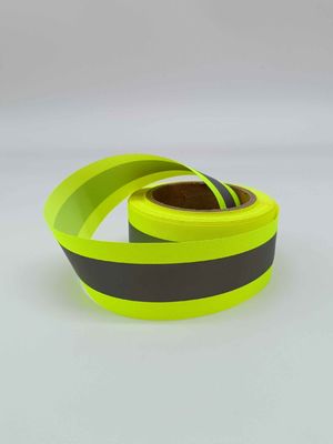 Safety Silver Reflective Webbing Ribbon Tape Trim Strip Sew On 25mm x 50meter (yellow silver)
